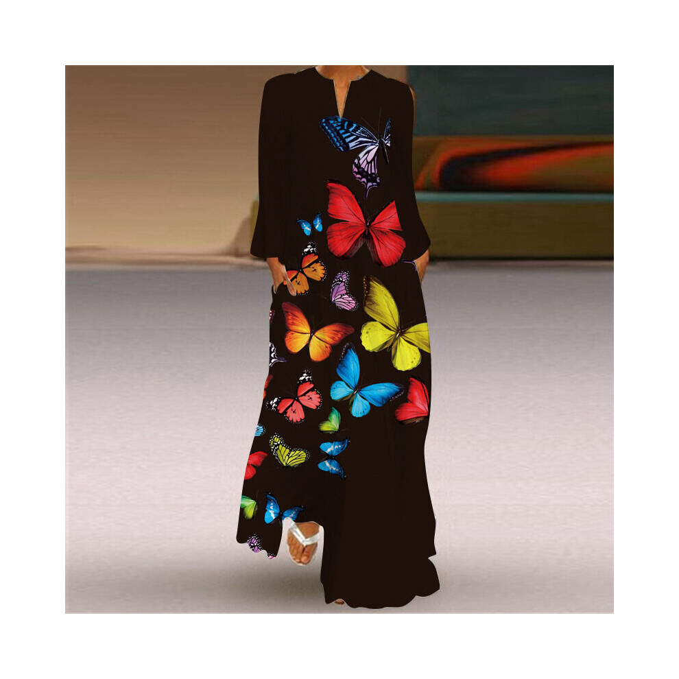 Autumn Casual Long Dresses Woman Long Sleeve Girls Beach Maxi Woman Starry Sky/Butterfly Print Dress Vestidos S-5XL-image-OPC-PBQCDWR-NEW