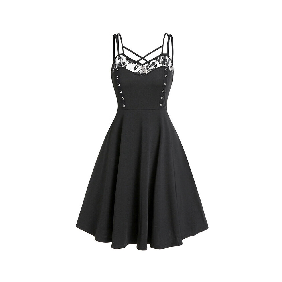 Gothic Dress Women Punk Sexy Lace Dress Oversized A-Line Dark Sleeveless Summer Dresses Harajuku Casual Goth Dress Streetwear-image-OPC-PBQCDYM-NEW
