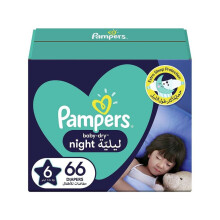 Pampers Baby-Dry Extra Sleep Protection Night Diapers, Size 6, For 14+kg Baby, Pack of 66's