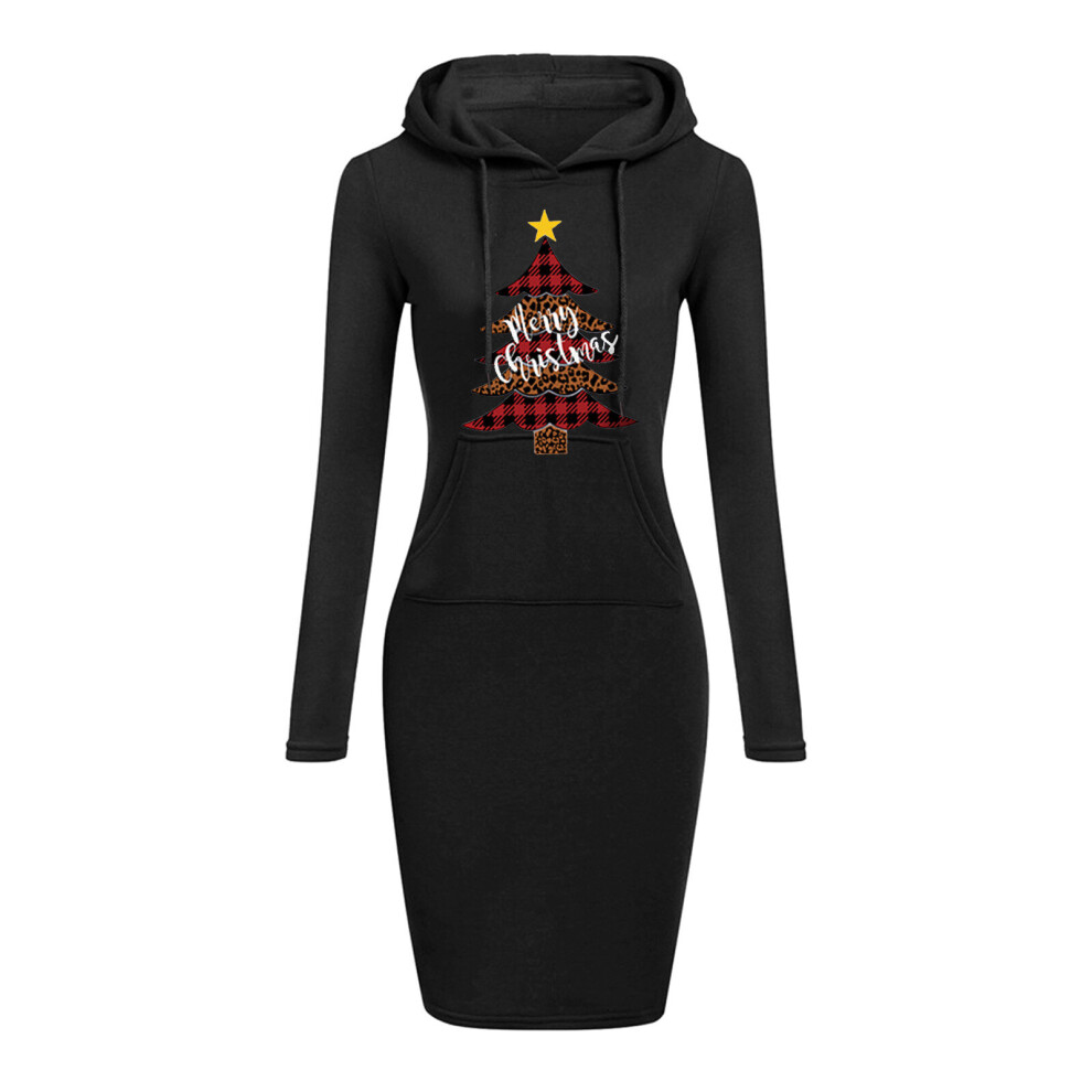 Christmas Contrast Hooded Dress For Women Sexy Slim Autumn Long Sleeve Hoodies X-mas Print Midi Party Dress-image-OPC-PBQCHH2-NEW