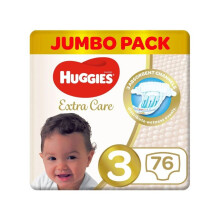 Huggies Extra Care Diaper Size 3, 4-9Kg, 76's Jumbo Pack