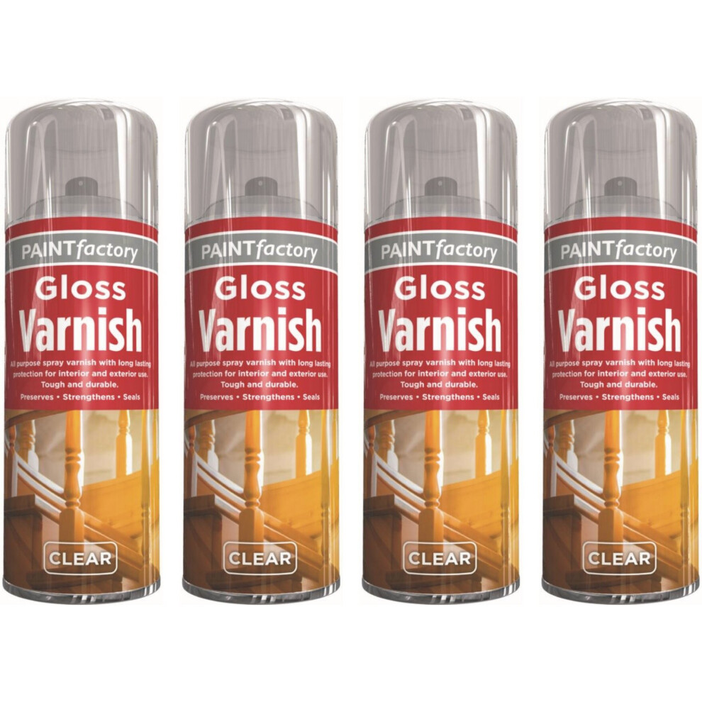 4 X 400MLGloss Spray Varnish for Interior & Exterior for All Purpose