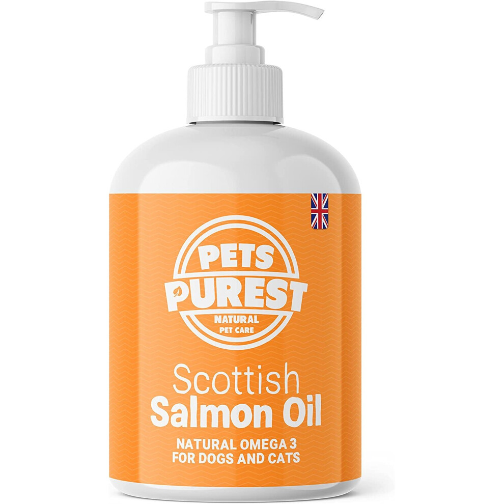 Pets Purest Scottish Salmon Oil For Dogs, Cats, Horse, Ferret & Pet - Pure Omega 3, 6 & 9 Fish Oil Food Treats Supplement for Natural Coat