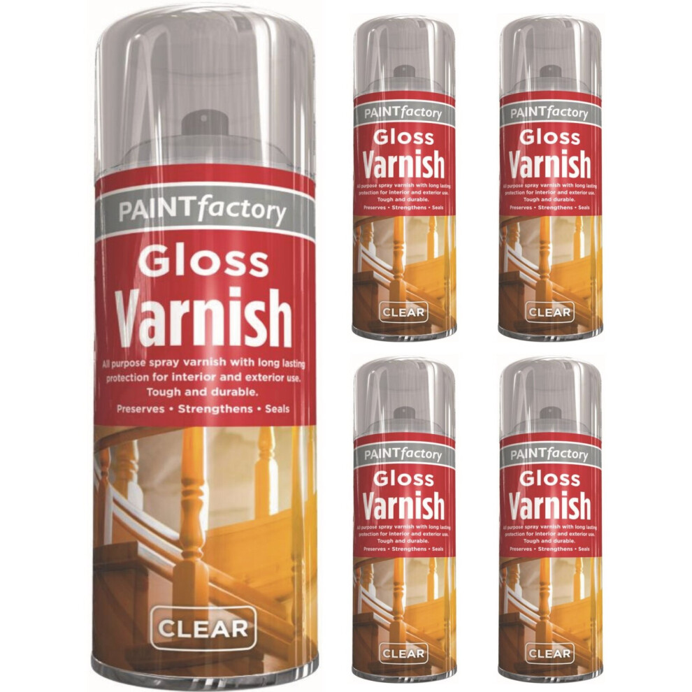 5 X 400MLGloss Spray Varnish for Interior & Exterior for All Purpose