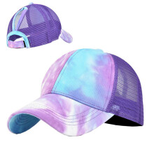 Women Summer Cotton Tie Dye Ponytail Baseball Cap Female Outdoor Mesh Sun Hat Girl Personality Sport Adjust Gorras