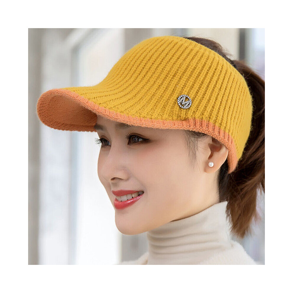 Knitted Wool Empty Top Cap Women Autumn Winter Outdoor Warm Hollow Baseball Hat Ponytail Hats Blank Peaked Caps Thick Warm Cap-image-OPC-PBQCJ6M-NEW