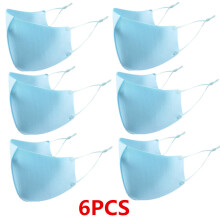 6PCS Adjustable Rope Face Mask Mouth Mask Reusable Washable 3D Ice Silk Breathing Masque Facial Mask Dustproof Windproof
