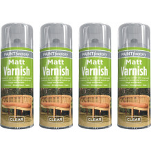 4 x 400ML CLEAR MATT VARNISH SPRAY INTERIOR EXTERIOR WOOD ALL PURPOSE