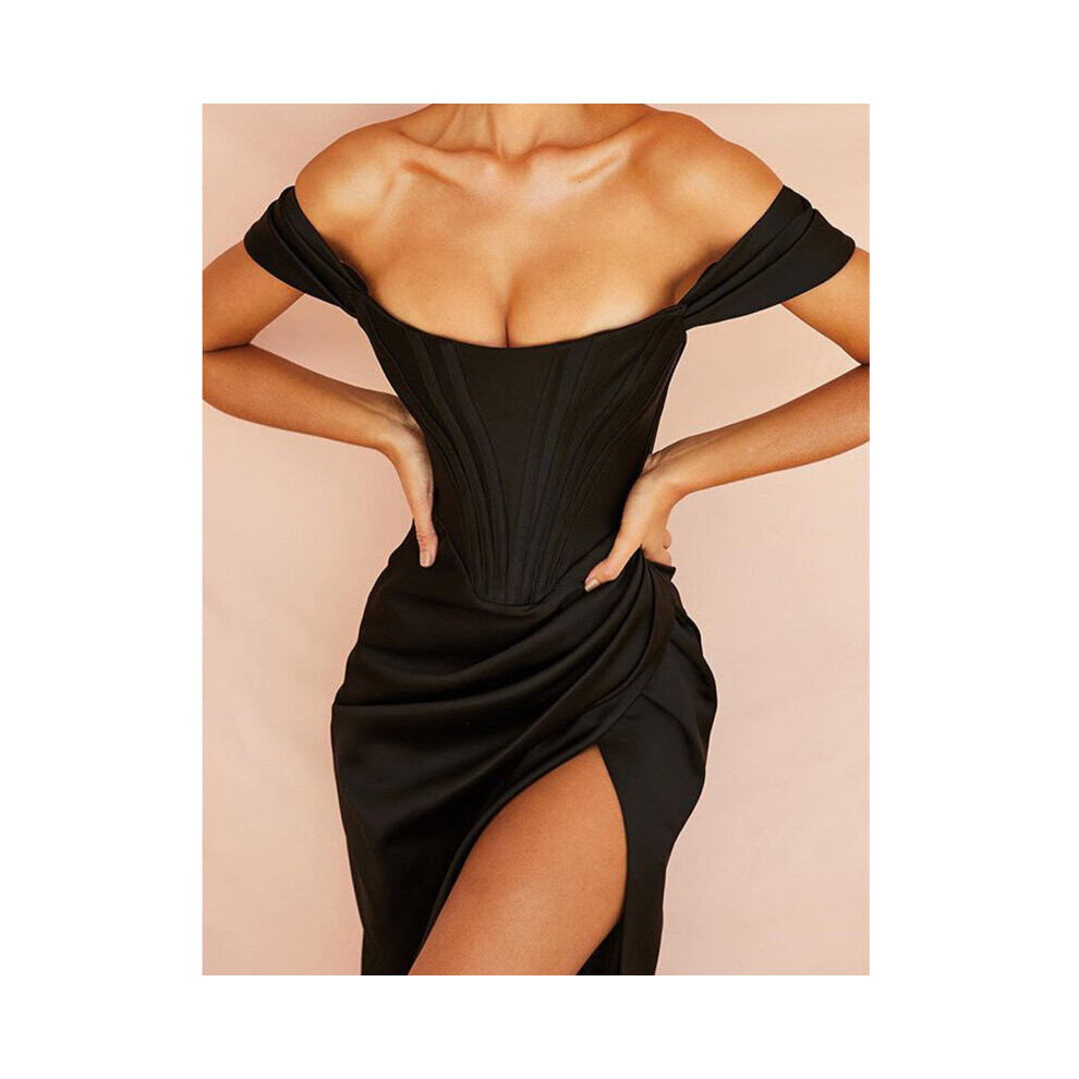 Josiaoprah Off Shoulder Sexy Split Corset Satin Dress Summer Strapless Bodycon Dress Women Party Night Club Dress-image-OPC-PBQCKNP-NEW