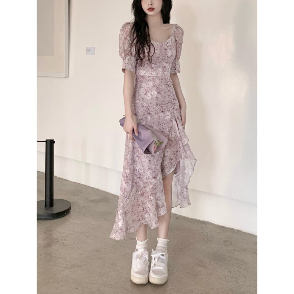 Summer Short Sleeve Fairy Floral Dress Woman Beach Party One Piece Dress  Style French Midi Dress Casual on OnBuy