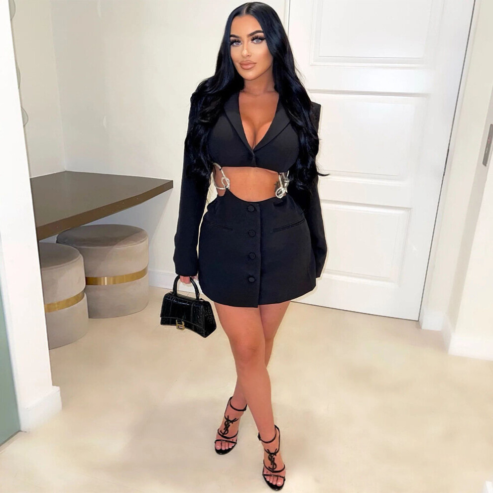 Felyn Arrival Famous Dress Solid Bandage Notched Long Sleeve Sexy Mini Dress Vestidos-image-OPC-PBQCR7N-NEW