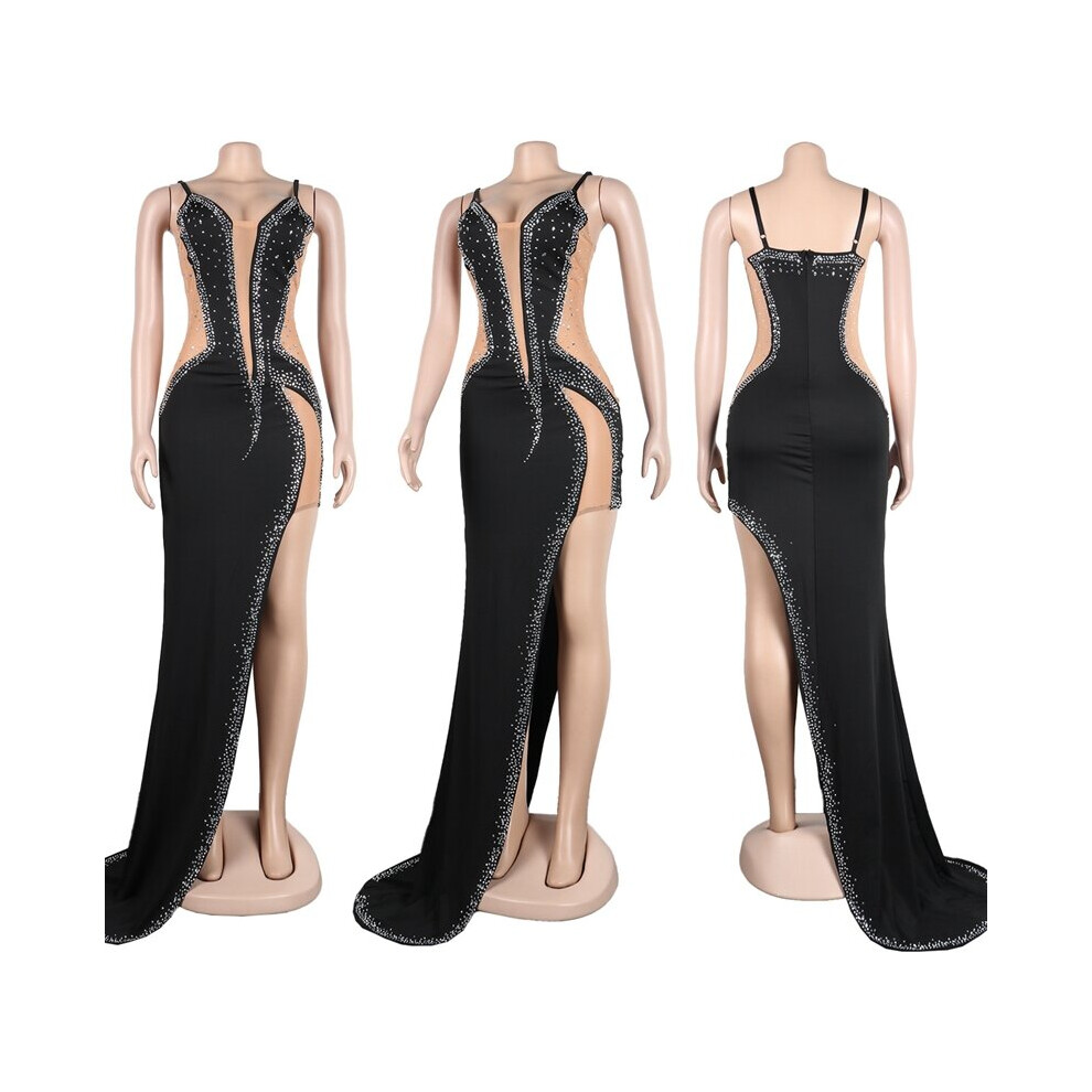 Crystal Rhinestones Maxi Party Dresses for Women Gorgeous Sexy Club Long Bodycon Dress Evening Birthday Dresses-image-OPC-PBQCSJ7-NEW
