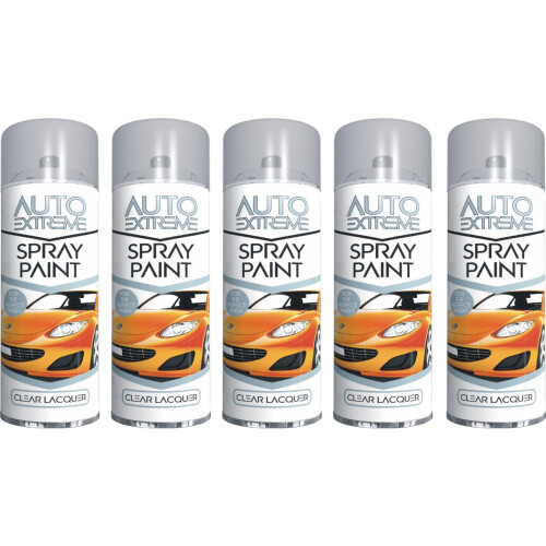 5 x 250ml Clear Lacquer spray paint Tough Bodywork Auto