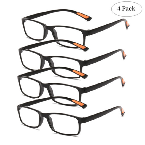 (Black, +3.00) Slim 4 X Reading Glasses Mens Womens Unisex Reader 10 15 20 25 30 40 35