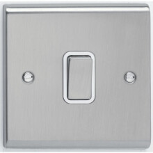 Deta SD1203SSW Light Switch 1G 2 Way 10 Amp Satin Chrome White Insert