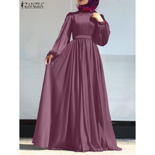 Women Solid Muslim Dress Big Swing Abayas Caftan Turkey Robe O-Neck Zipper  Loose Party Evening Gown Islamic Clothes on OnBuy