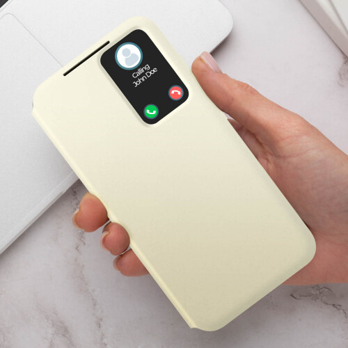 Samsung Smart Clear View Cover Case for Samsung S23 Plus, Cream (Original) 2