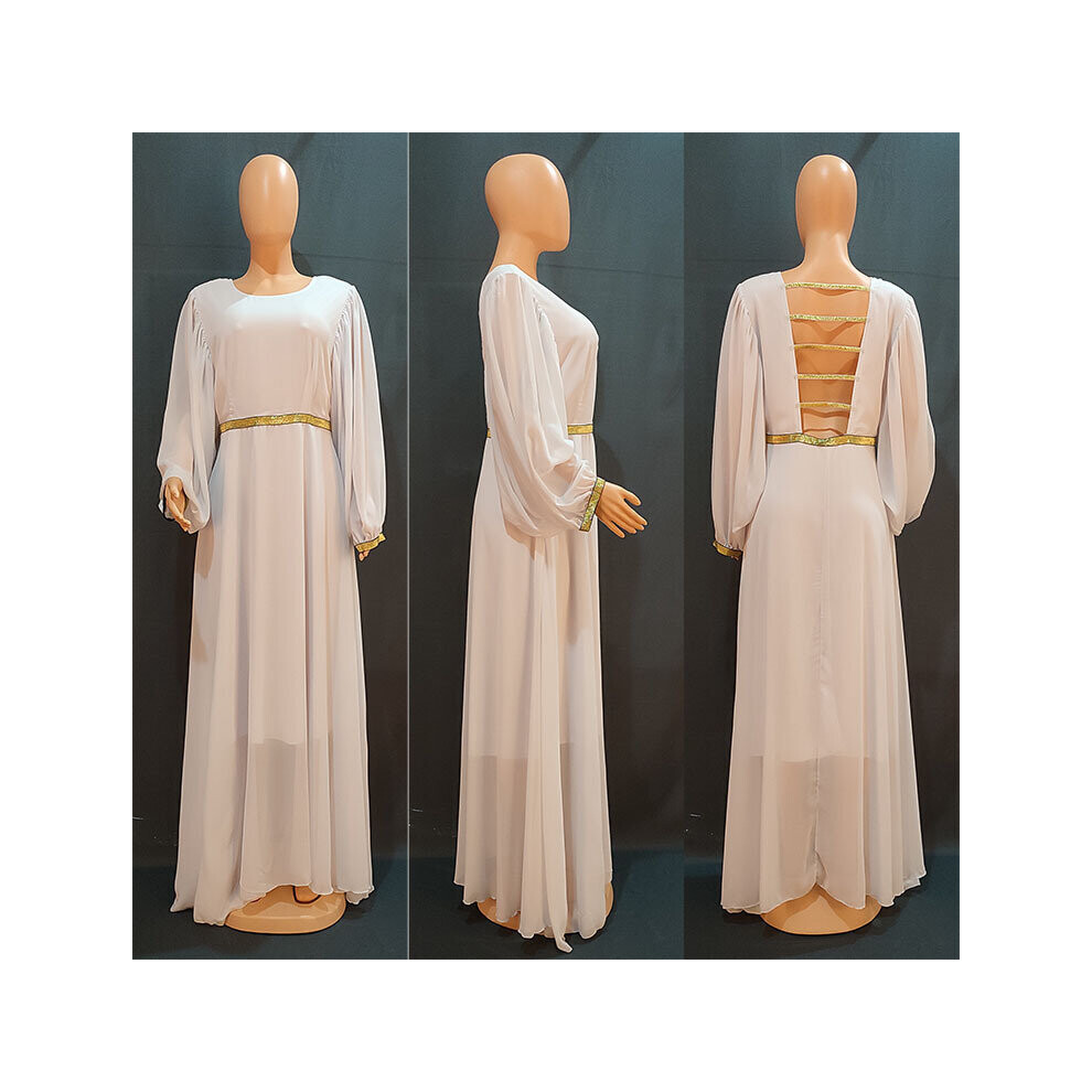 Robe Africaine Long Sleeve Dresses For Women Wedding Gown Muslim Chiffon Abaya Dubai Kaftan Dress Outfit-image-OPC-PBQDN6Z-NEW