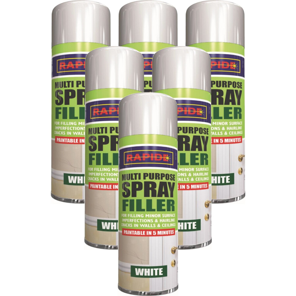 6 X 300ML MULTIPURPOSE SPRAY FILLER REMOVE CRACKS WALL WOOD CEILING