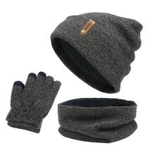 Hat Gloves Scarf Set Boys Women&Men Autumn Winter Warm Wool Hat Scarf Gloves Slouchy Three Pieces Winter Snow Knit Cap Screen