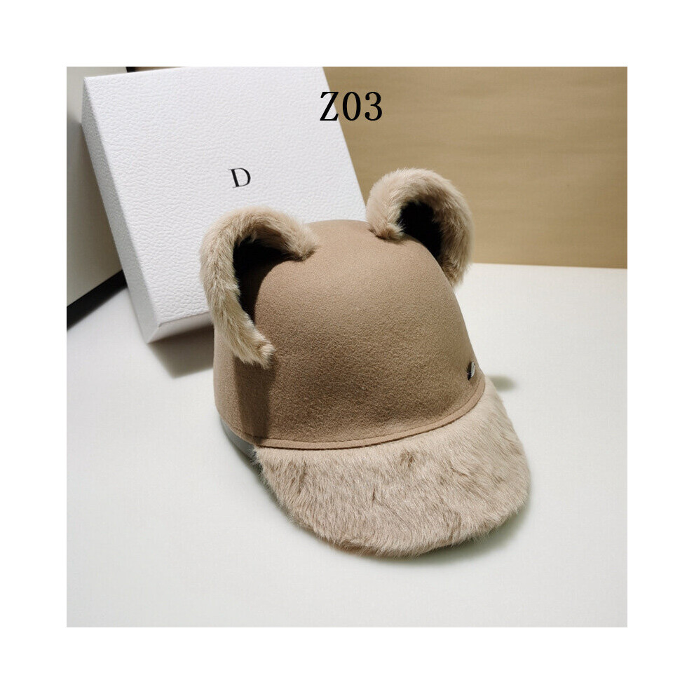 Autumn And Winter The Sweet And Cat Ears Wool Peaked Cap Women Baseball Cap Leisure Fascinator Wild Hat-image-OPC-PBQDQWX-NEW