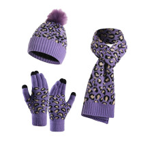 Hat Gloves Scarf Set Boys Women&Men Winter Warm Wool Hat Scarf Gloves Slouchy Three Pieces Winter Snow Knit Cap Screen