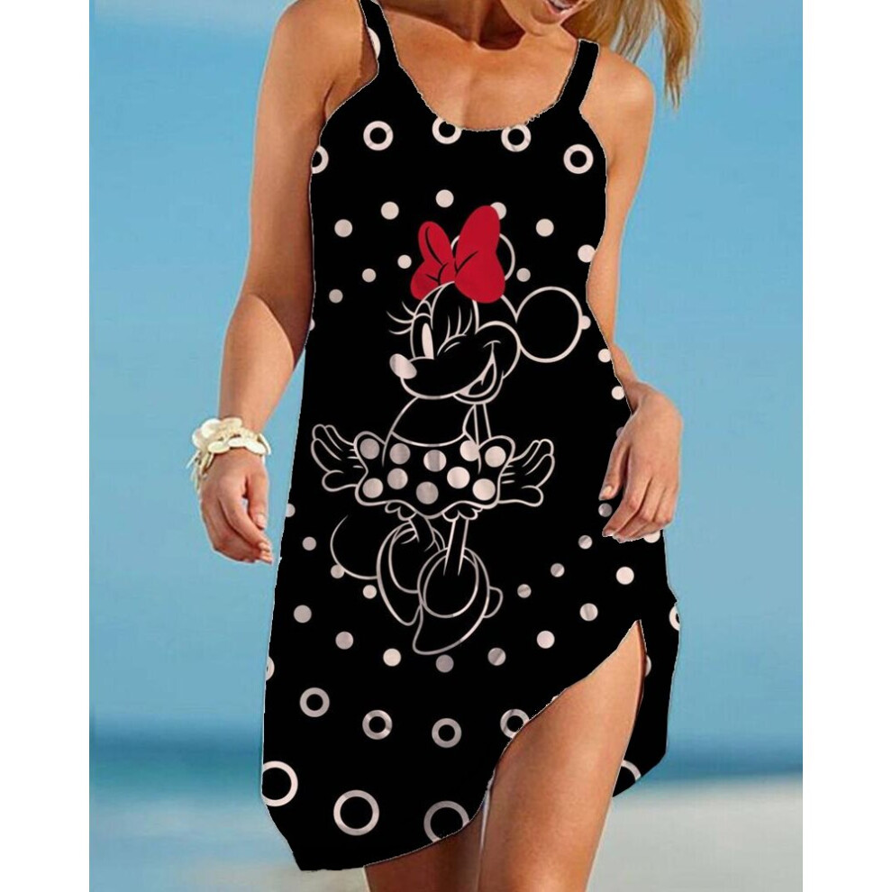 Women's Beach Dress Disney-Mickey/Minnie Mouse Cartoon Dress Boho Dresses For Women Summer Printed O-Neck Top-image-OPC-PBQDSDW-NEW