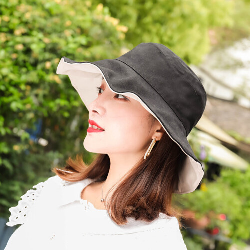 Hats Women Double side worn Bucket Hats Female Streamer Sun Cap Large ...