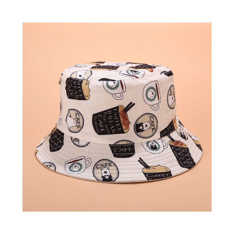 Spring Cotton Reversible Green Cafe Print Bucket Hat Summer Sun Caps For Women Men Fisherman Hat ZZ-467-image-OPC-PBQDXQ5-NEW