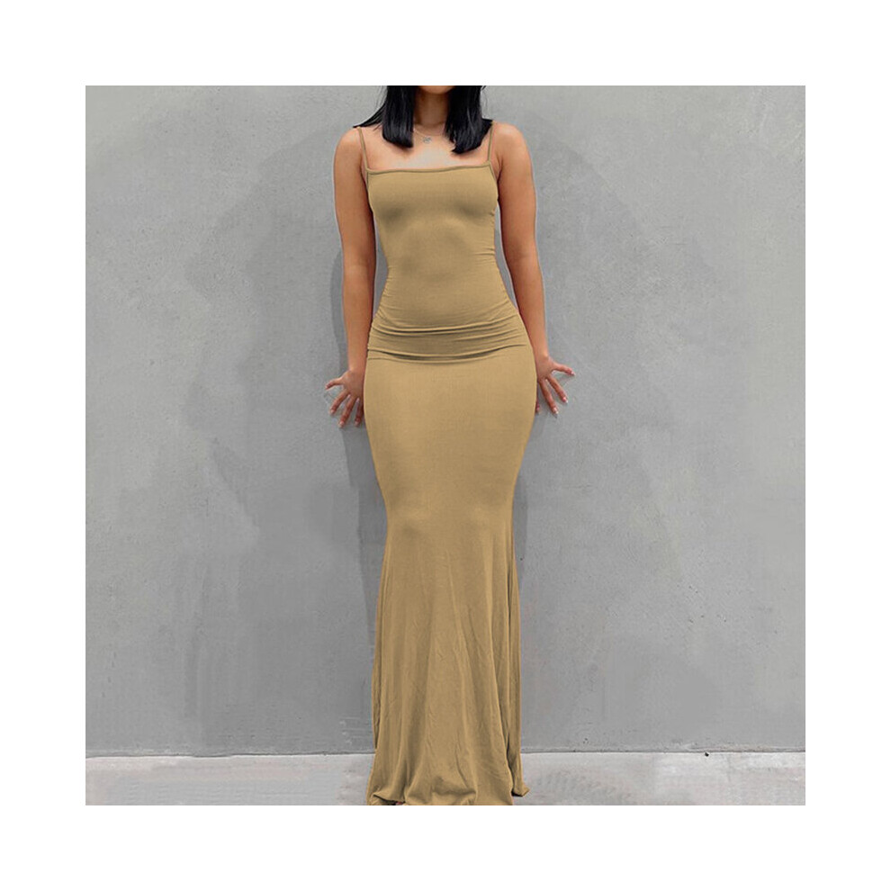 Women Sexy Dresses Sleeveless Bodycon Backless Long Maxi Pure Slim Down Honey Peach Hip Suspender Party Dress-image-OPC-PBQDYK9-NEW