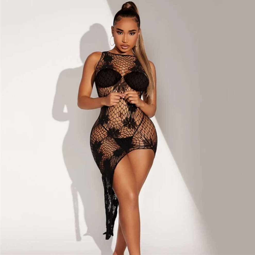 Multicoloured Women Sexy Bodycon Mini Dress Fishnet Hollow Out Erotic Dress Lingerie See Through Party Dress Clubwear