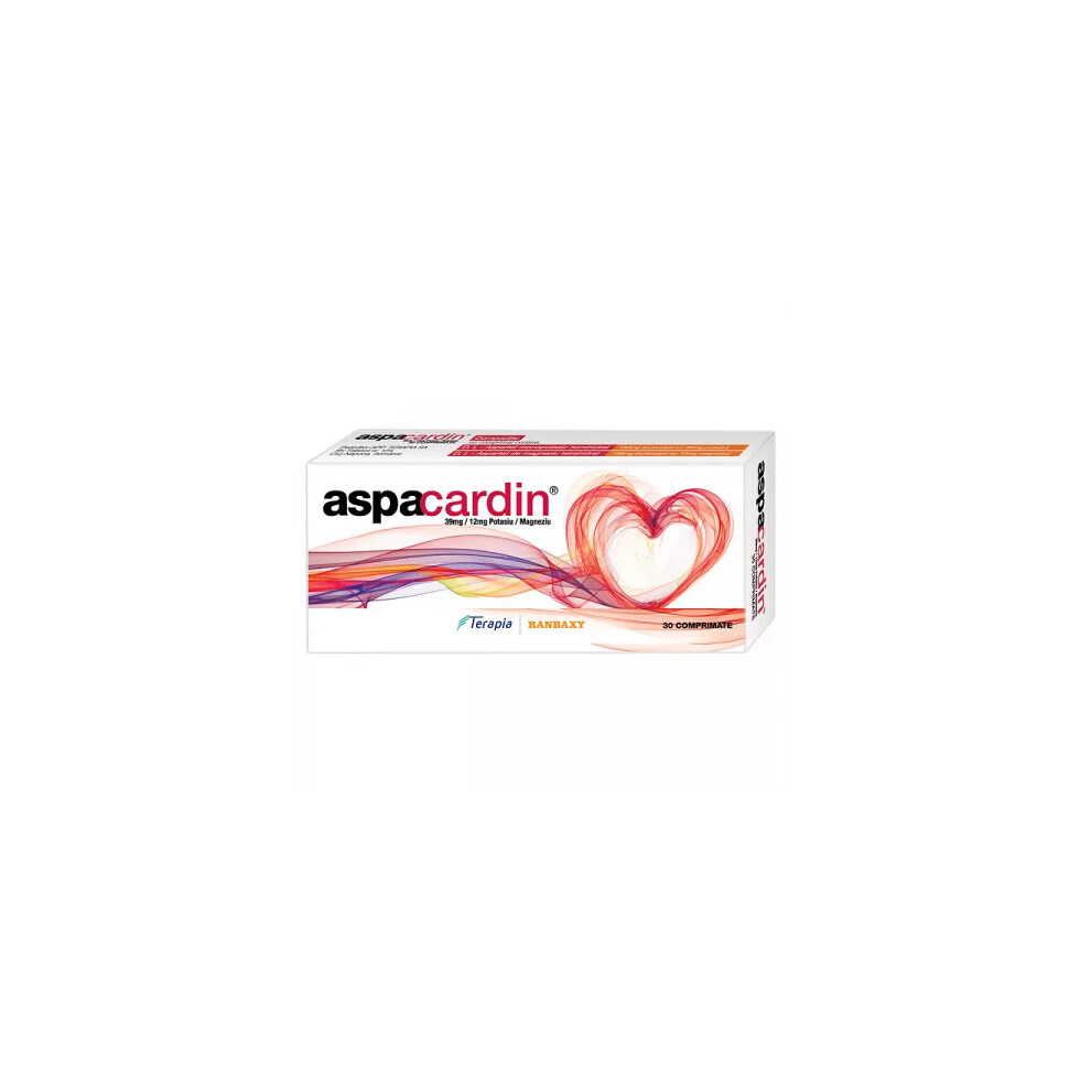 Aspacardin, 39 mg/12, 30 tablets,  39mg/12mg potassium, magnesium