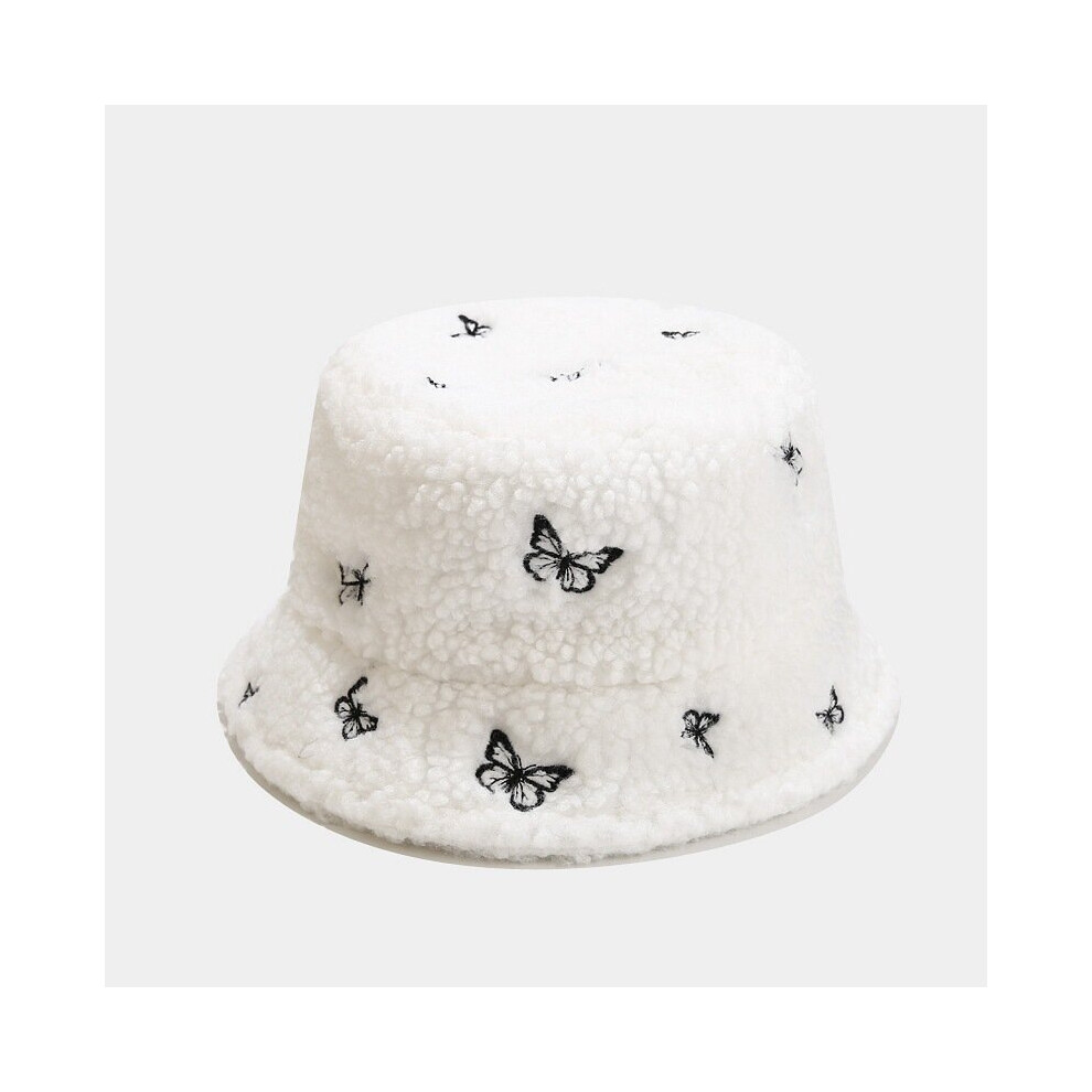 Bucket Hat Women's Autumn and Winter Butterfly Embroidered Hat Outdoor Sunscreen Windproof and Warm Hat-image-OPC-PBQDXFG-NEW