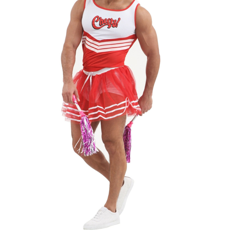 (Mens Set) Fancy Dress Hen Stag Cheers Cheerleader Costume Set Tutu Vest Socks Party Outfit