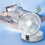 (White) Remote Control Wireless Wall Mounted Circulation Air Cooling Fan with LED Light 5