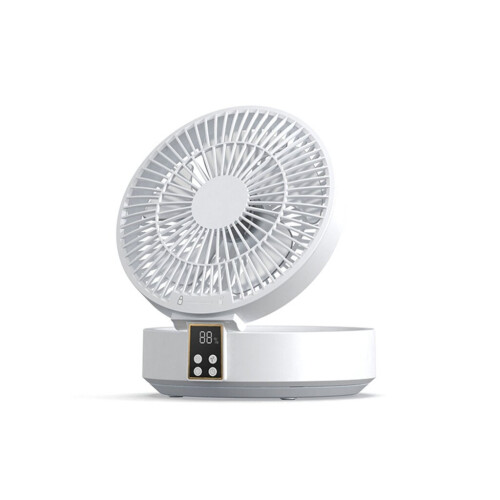 (White) Remote Control Wireless Wall Mounted Circulation Air Cooling Fan with LED Light