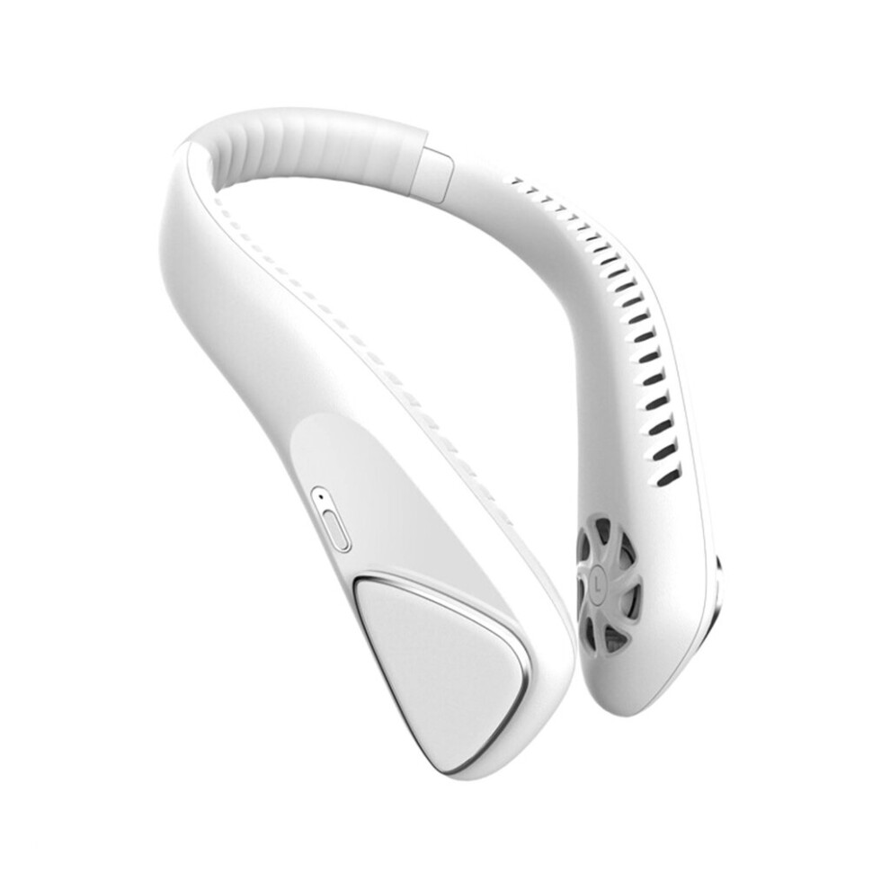 (White) 6000mAh Portable Personal Fan 3 Speeds Hands-Free Fans Rechargeable Neck Fan