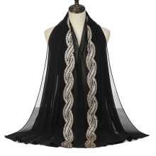 Girls Hijab Scarf Chiffon Sequined Shawl Wraps Long Muslim Turban Turbantes Cabeza Para Las Mujeres