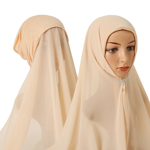 High One Piece Instant Plain Chiffon Hijab With Underscarf Bonnet