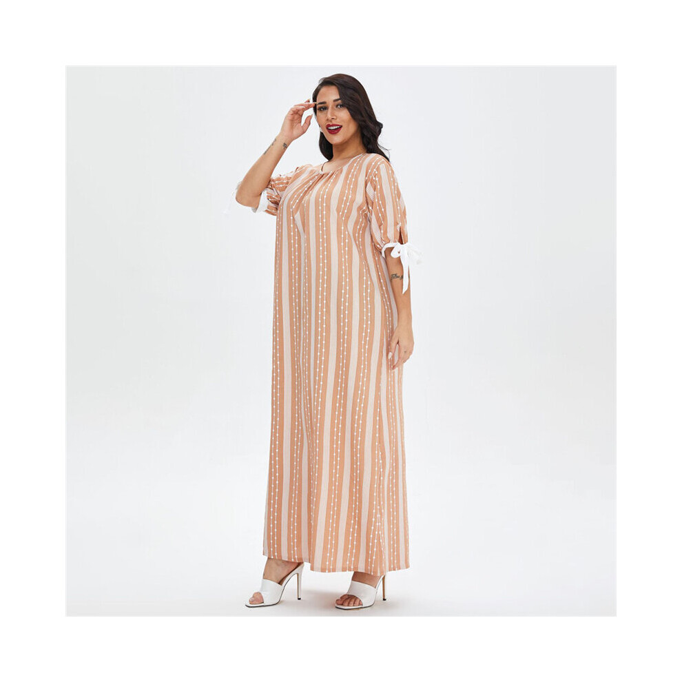 Ramadan Abaya Dubai Turkey Arabic Muslim Hijab Dress Islam Clothing Summer Dresses Abayas For Women Plus Size Strpied Robe-image-OPC-PBQFCVH-NEW