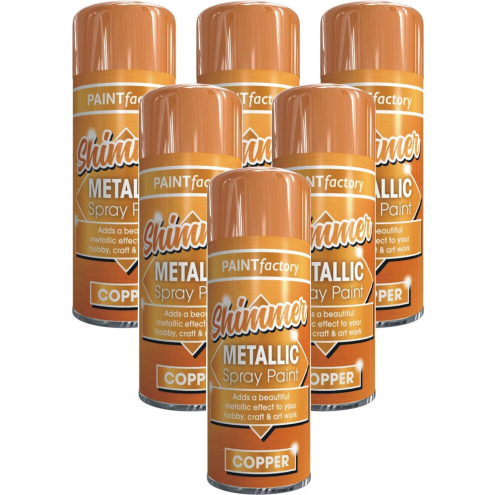 6 x 200ml Metallic Copper Spray Paint Interior Exterior Aerosol Can