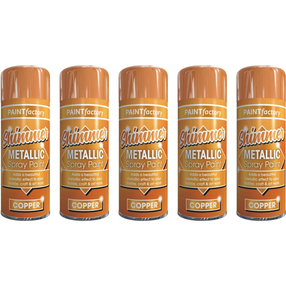 5 x 200ml Metallic Copper Spray Paint Interior Exterior Aerosol Can