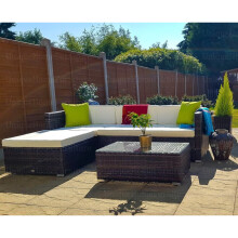 Corner Rattan Garden Furniture Outdoor Brown Patio Lounge Sofa Set Wicker Coffee Table