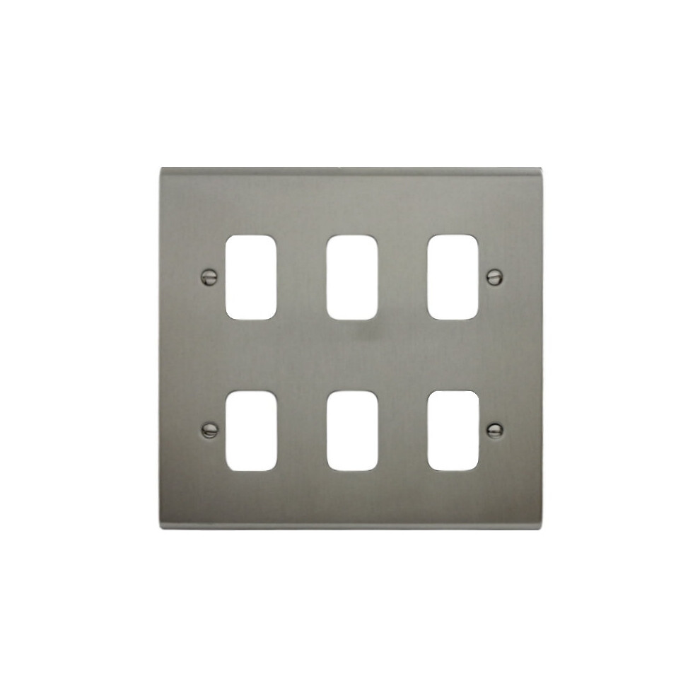 Deta G3425SS 'Slimline Decor' Grid Switch Cover Plate-Stainless Steel 6 Gang