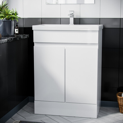 NES Home Alaska White 600 mm Freestanding Basin Vanity Unit 1