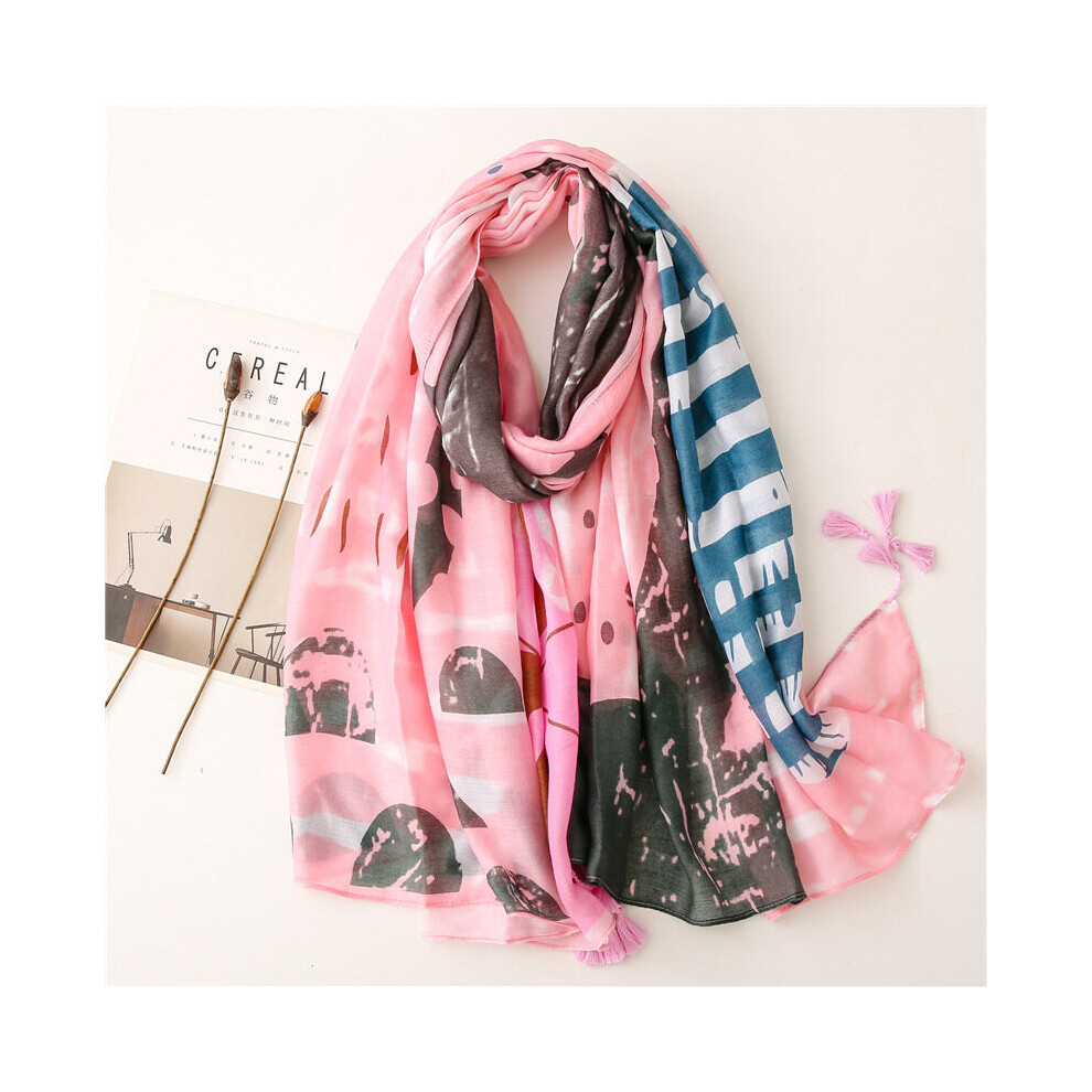 Pink Flower Viscose Summer Scarf Woman Wraps Poncho Beach Shawls Hijab Scarves Party-image-OPC-PBQFDPV-NEW