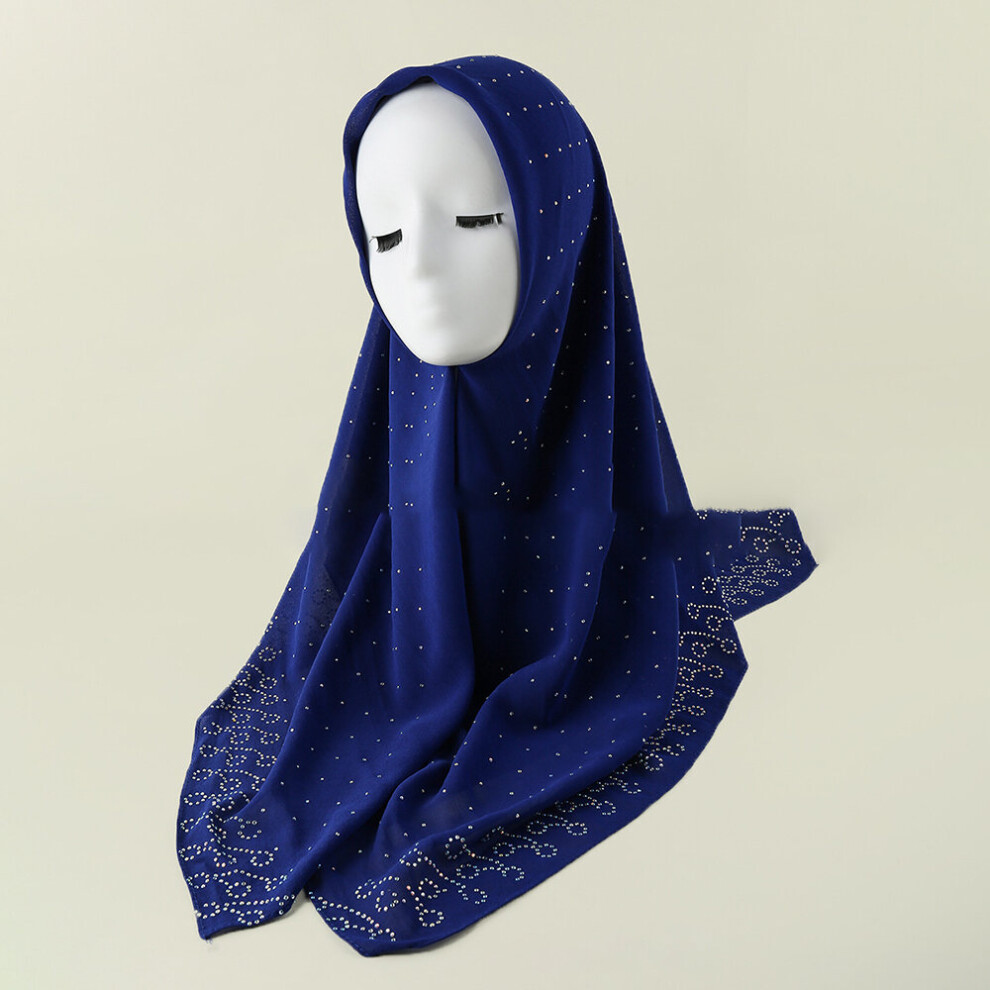 105*105cm Square Hijab Chiffon Scarves Rhinestones Headwrap For Muslim Women Headscarves Ramadan Veil Islam Clothing-image-OPC-PBQFFGF-NEW