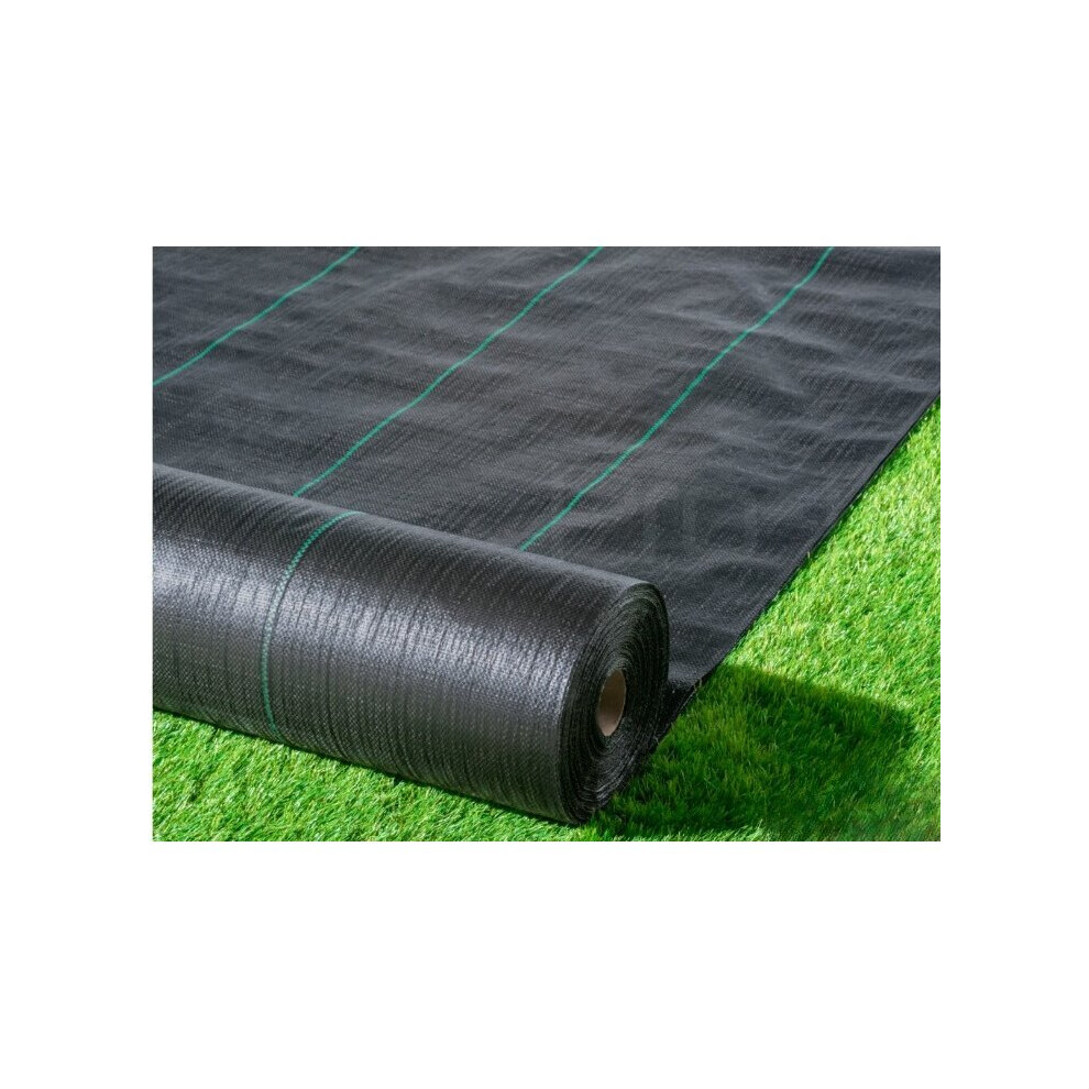 (2m x 50m) Weed Control Membrane Ground Cover Landscape Fabric  Heavy Duty Weed Suppressing Sheet 100gsm Free Pegs