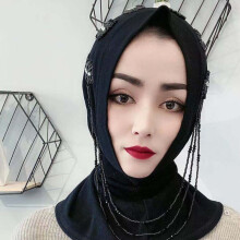 Fshion Beaded Muslim Scarf Caps Islamic Hijab Hat Amira Pull On Headwrap Girl Scarf