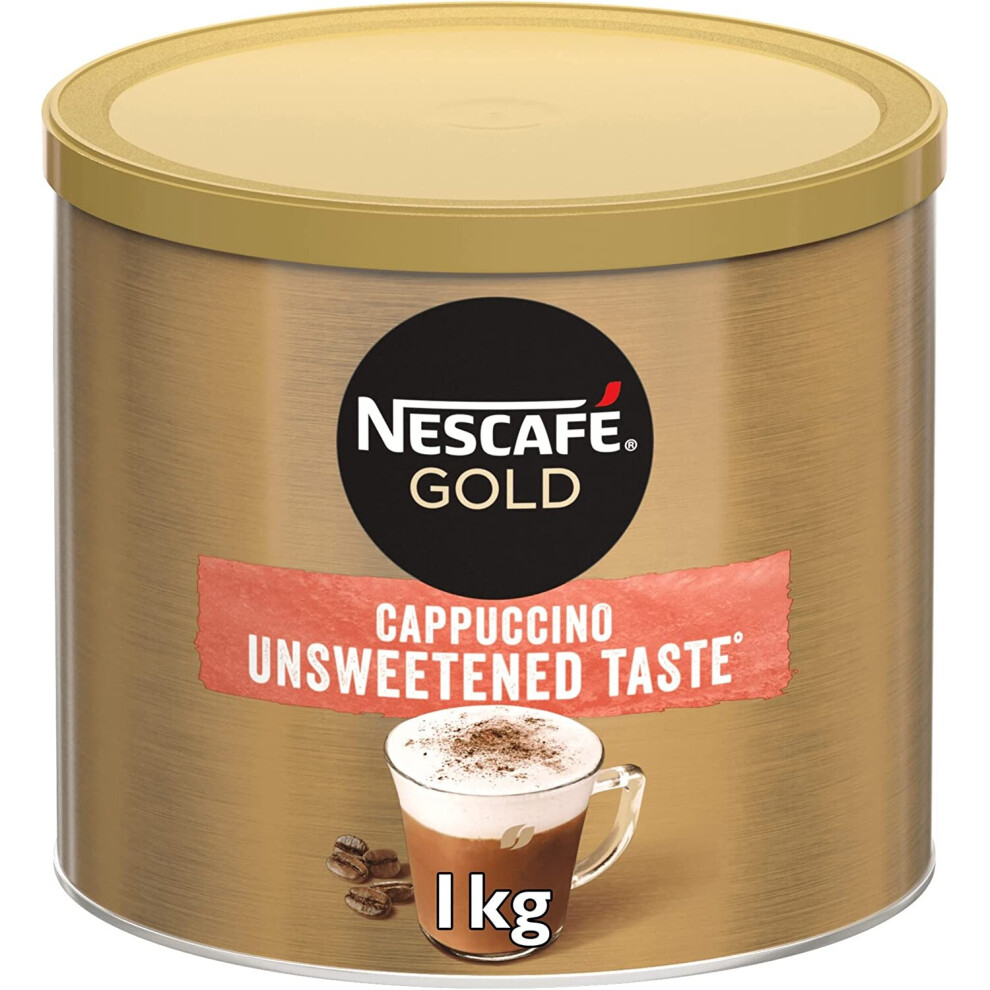 Nescafe Cappuccino Unsweetened Taste Instant Coffee Tin 1 Kg Gold
